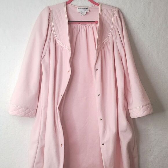 Vintage Homebodies By Leisure Life Vintage Pink Fleece House Dress Size 3X - Picture 12 of 17